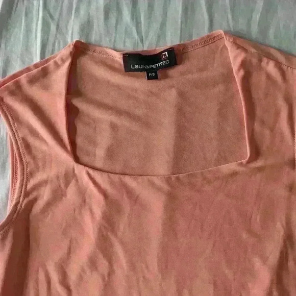 Laura Petites, Tank  top, pink, orange, square neck, size small - Picture 5 of 7